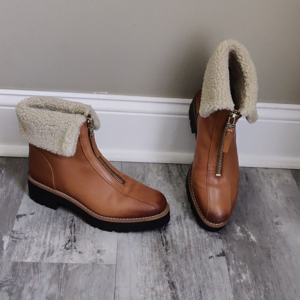 Sam Edelman Sherpa zip leather booties - Picture 2 of 8